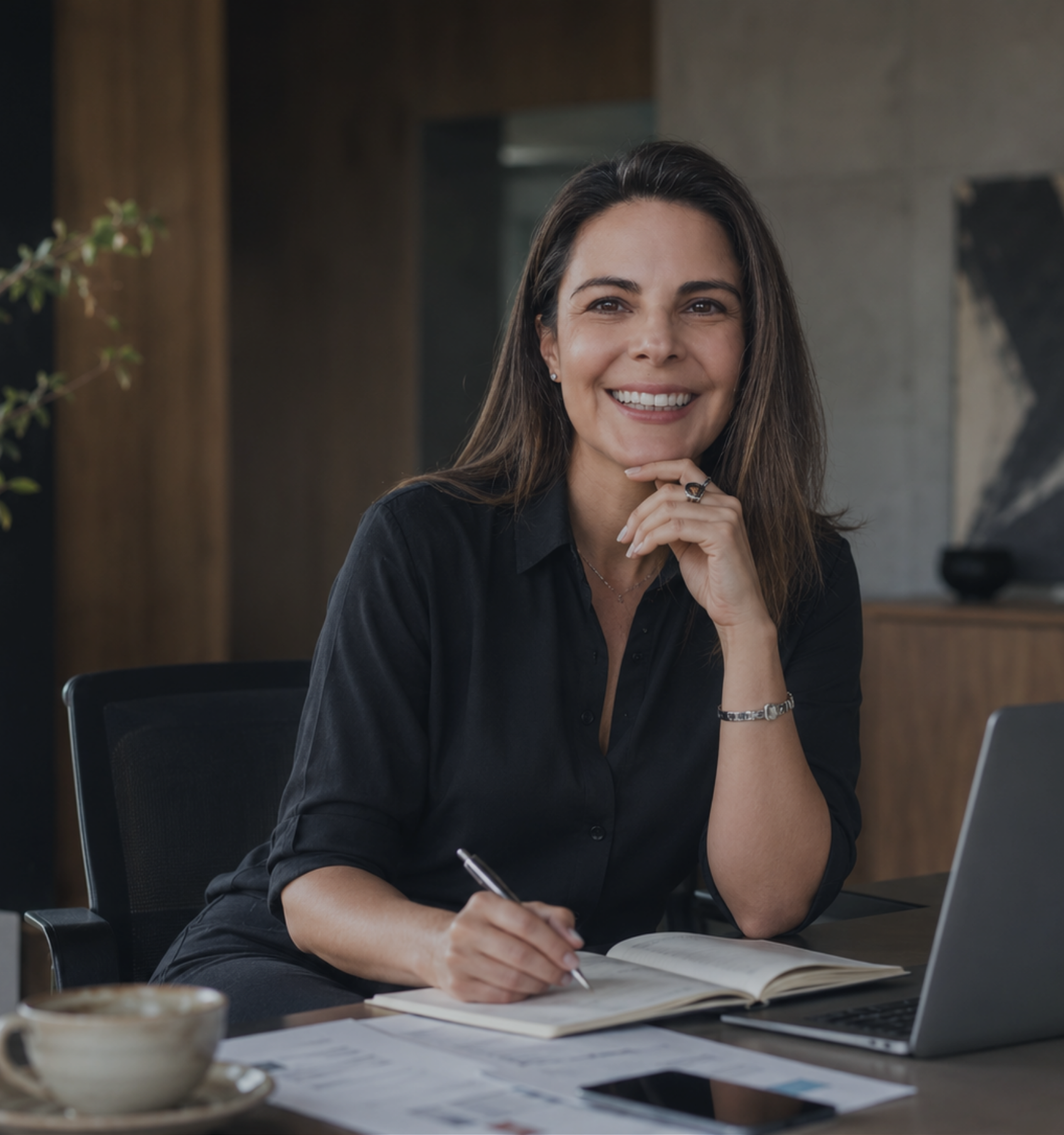 Angelica Romero Vergara trabajando con un equipo directivo